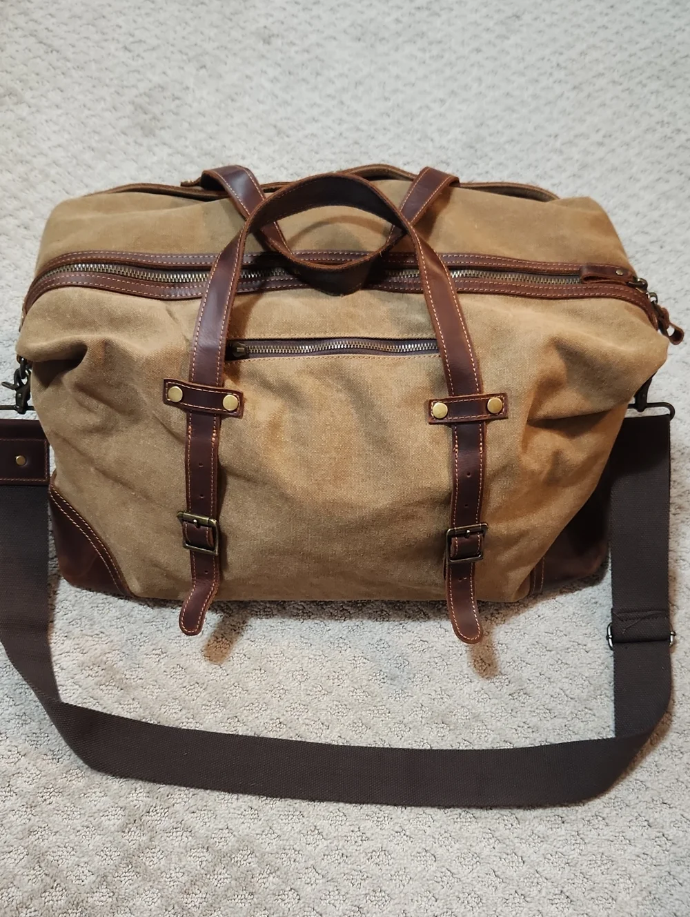 Emissary Duffle Bag Brown Leather & Waxed Canvas Large Travel Weekender For Men